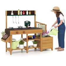 Play Kitchen for Kids Wooden Toy Kitchen Playset w/ Removable Faucet  Sink