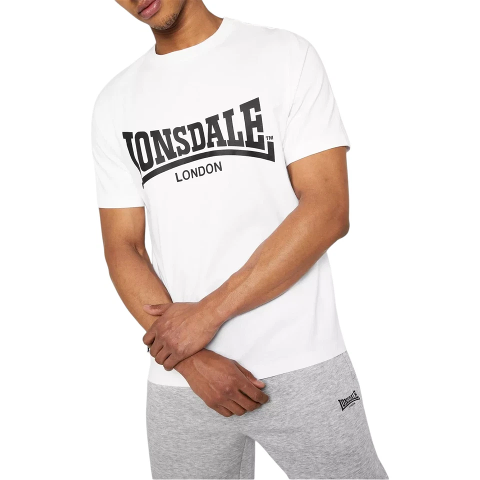 Lonsdale Mens T Shirts Essential Logo Summer Crew Neck Short Sleeve Basic Top - Image 3 of 4