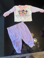 Vintage Disney Mickey Minnie Mouse 2pc Pajama Set 12 Months