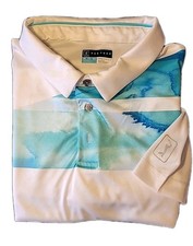 PGA TOUR PRO SERIES GOLF SHIRT XL WHITE BLUE SHIRT SLEEVE ATHLETIC FIT EUC