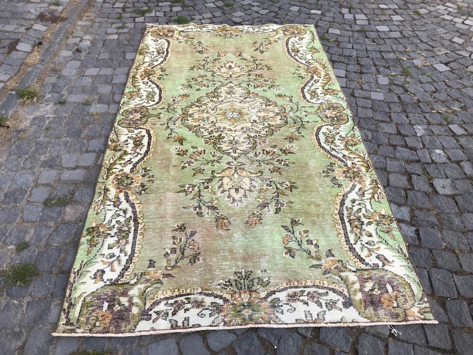 Bohemian Area Rug Handmade Wool Rug Turkish Vintage Traditional Rug 4,9 x 8,8 ft - Image 4 of 4