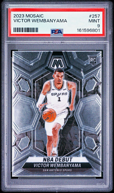 Panini 2023-24 Mosaic Victor Wembanyama NBA Debut #257 RC PSA 9