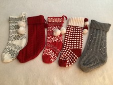 KNIT CHRISTMAS STOCKINGS LOT OF 5 THICK ACRYLIC 3 WONDERSHOP/2 MARTHA STEWART