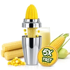 YYP Corn Cutter Peeler, Corn Cob Stripper with Cup [No Splatters or Mess], 304 S