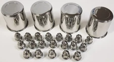 4-Pk Trailer Wheel Lug Cap Sets Stainless Hub Cover 20 Capped Nuts 3.19 Center