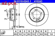 X2 PCS REAR BRAKE DISC ROTOS X2 PCS SET 24.0110-0243.1 ATE I