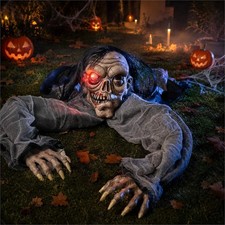 Halloween Animated Zombie Groundbreaker Decayed Face Outdoor Yard Decor