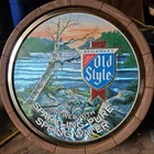 Vintage Old Style Beer Barrel Sign Non- Lit Holographic Waterfall Picture
