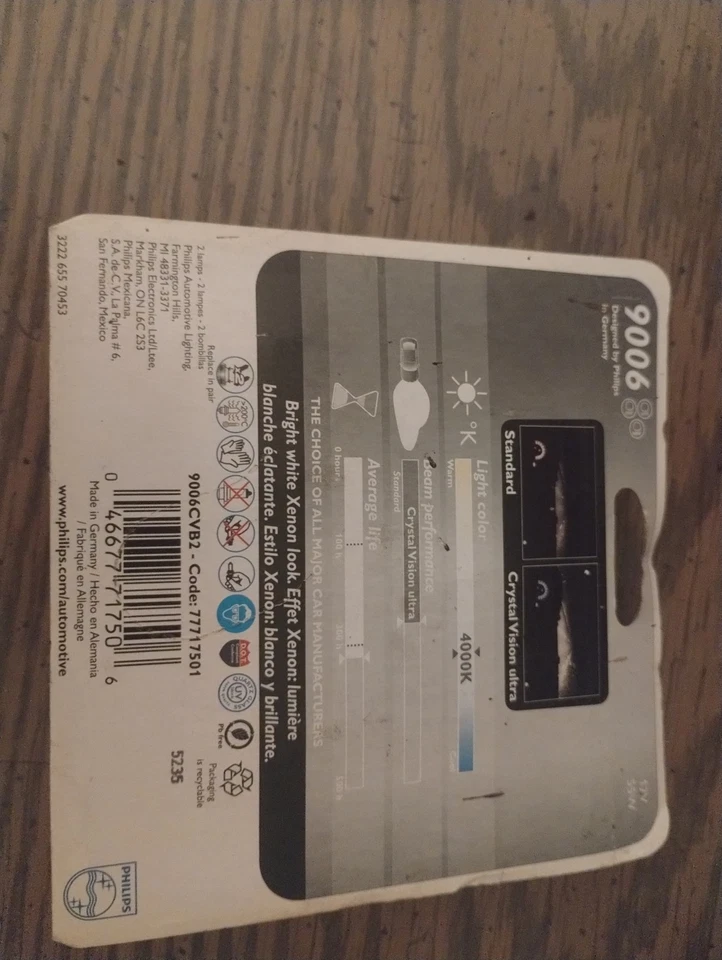 Bombilla de faro-Crystalvision Ultra-Paquete doble blister Philips 9006CVB2 Foto 3 de 4