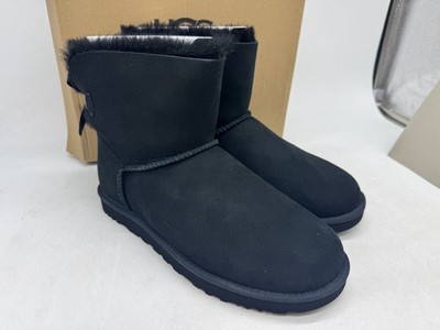 UGG Mini Bailey Bow II Winter Boots Women's Black Suede Pull On Comfort - 11
