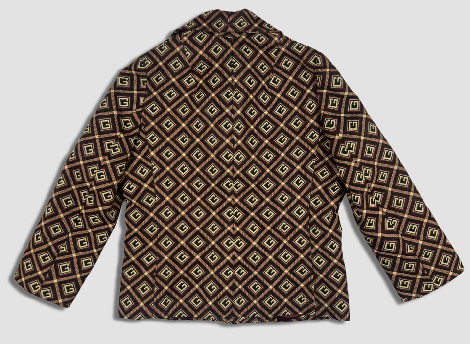 Gucci женщин Blazer куртка коричневый геометрический бриллиант печать стиль дизайнер - Изображение 2 из 4