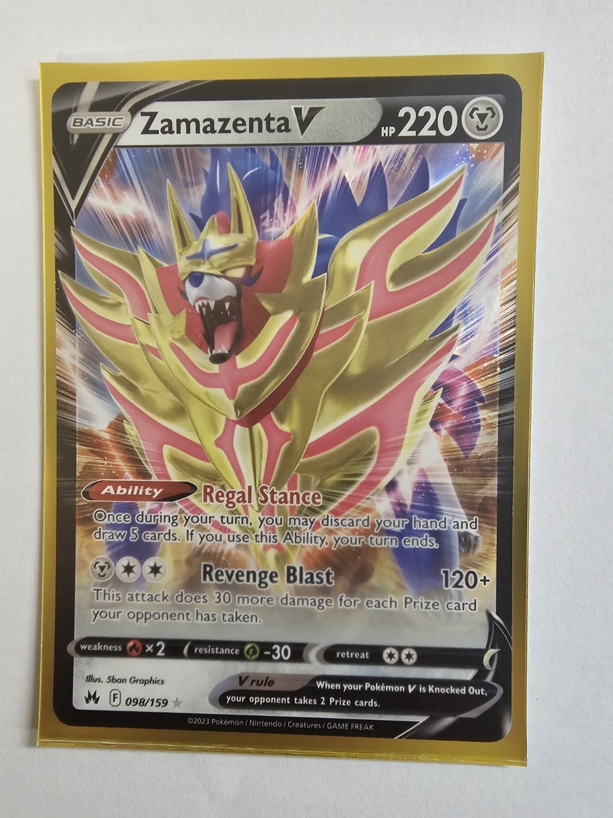 Zamazenta V Pokemon Card 098/159 Crown Zenith Near Mint
