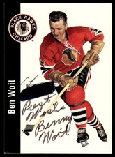 1955-56 Parkhurst reprint auto hand signed Benny Woit Chicago Blackhawks #40