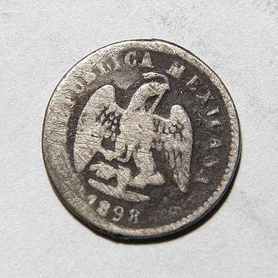 1898 Go R Mexico Five 5 Centavos Obv. Mule W/ Gold 1 Peso -164-