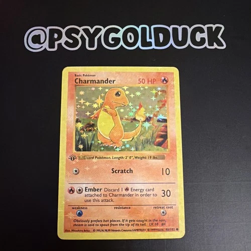 Charmander Base Set First Edition holographic 46/102 Pokémon Card A18