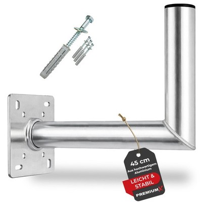 PremiumX 45cm Wandhalter ALU SAT Antenne Schüssel Halter Wand Montage Schrauben