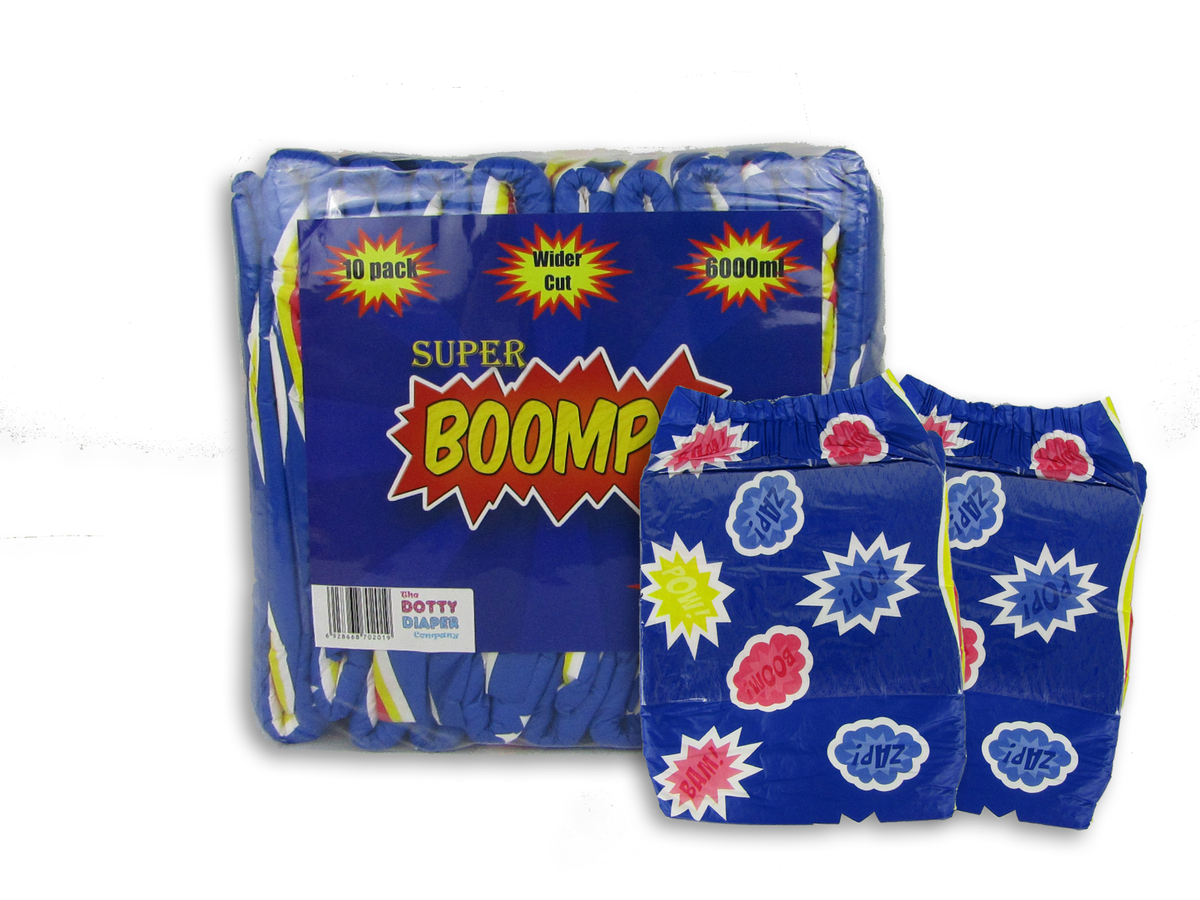 M - XL Single, Adult diaper, Blue super hero Super Boompa