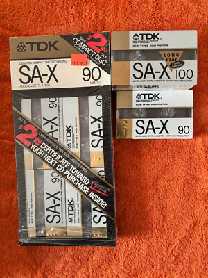 TDK SA-X 90 x 7 + 100 x1 NEW SEALED Blank Audio Tape Cassette