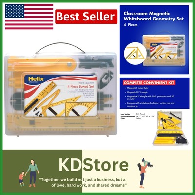 All-in-One Magnetic Geometry Tools for Classroom: Ruler, Compass & Triangles