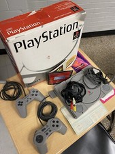 Sony PlayStation 1 Console PS1 SCPH-5501 Bundle w/Original Box damaged ,   Read