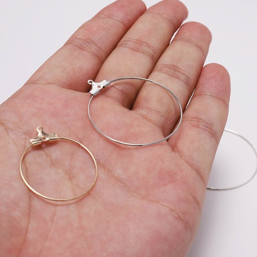 30pcs 25mm 30mm 35mm 40mm Round Circle Wire Earring Hooks Metal Clasps DIY Lot - Picture 4 of 8