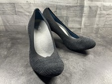 Betabrand Late to the Gate Heels Women 9M Shoes Black Beaded Round Toe Pumps