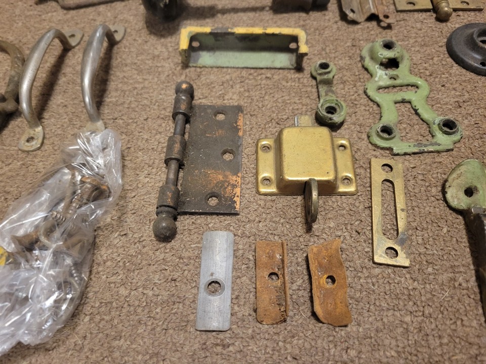 Vintage Door Drawer Hardware Lot Handles Hinges Knobs & More eBay