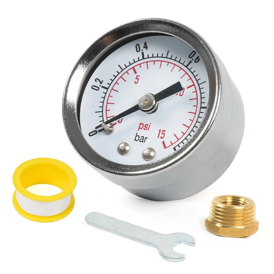 1/8 IN NPT Pressure Gauge 0-15 PSI with 3/8 IN Back Mount 1.5 IN Face Diameter - Image 2 of 4