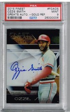 2015 Finest Ozzie Smith Greats Autograph - Gold Refractor PSA 9 #39/50