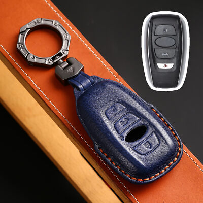 Leather Key Case Cover Fob Holder Shell for Subaru Forester Legacy