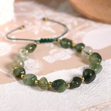Natural Green Moss Agate Crystal Beads Hand Woven Healing Women Bracelet Gifts