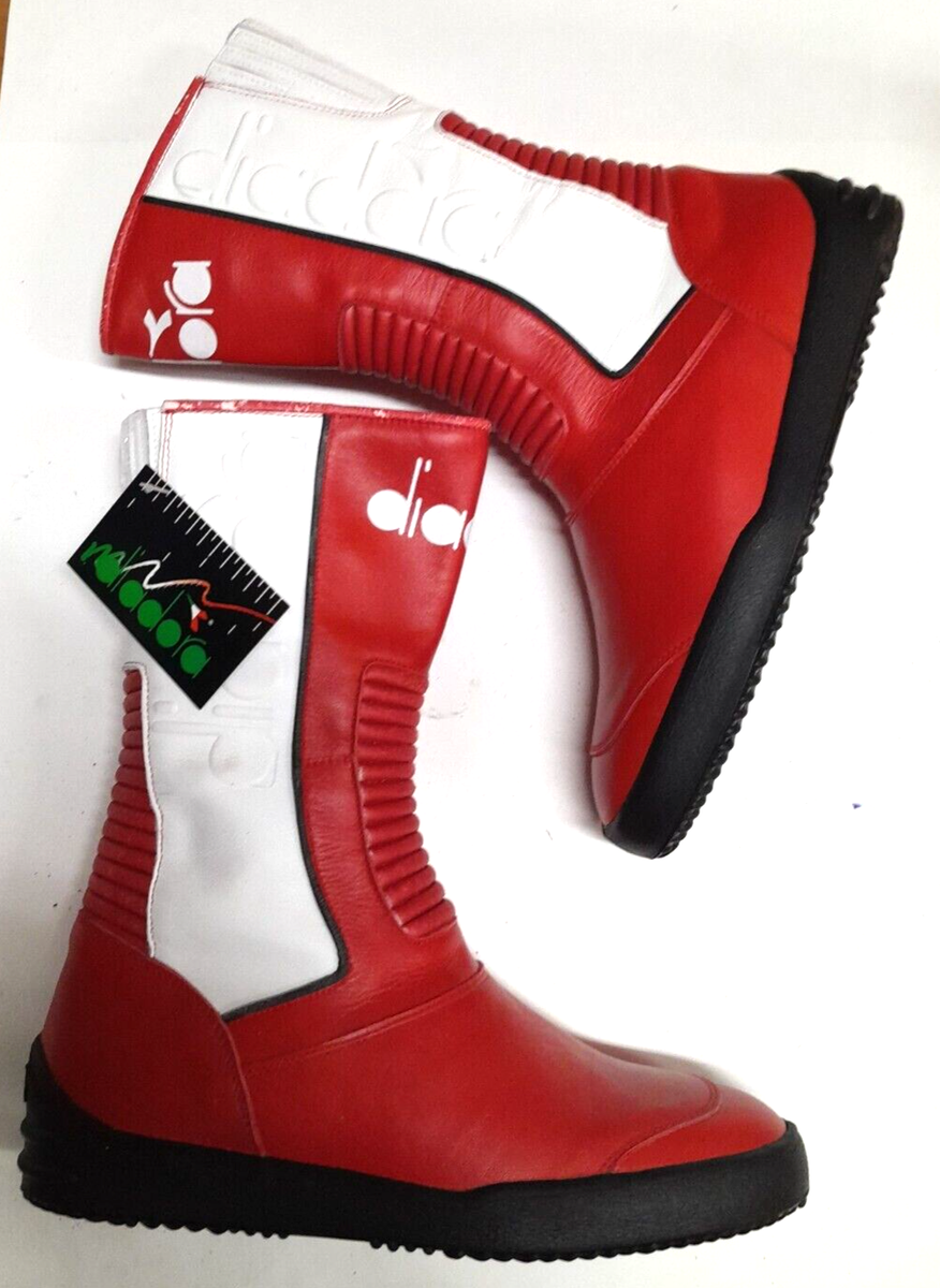 Original Vintage Diadora Red White Motorcycle Boots Size 39 | eBay