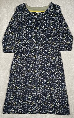 Weird Fish Wear The Weekend Women s Tunic Dress Size 8 3/4 Sleeves Floral Navy