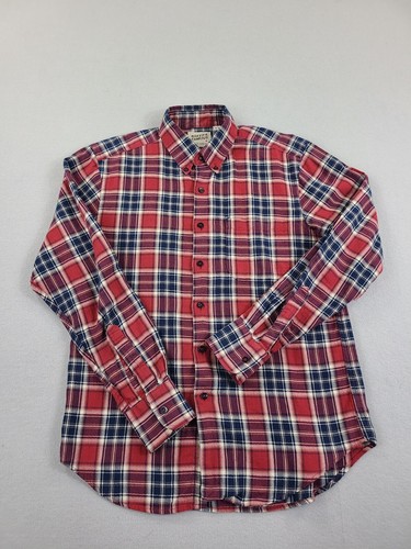 Naked & Famous Shirt Mens Medium Red Plaid Light Flannel Button Up Outdoor - Picture 2 of 9