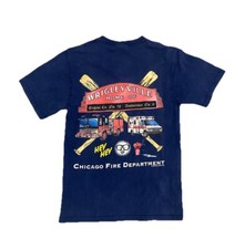 2001 Chicago Fire Dept. T Shirt Engine 78 Wrigleyville Y2K Blue Small