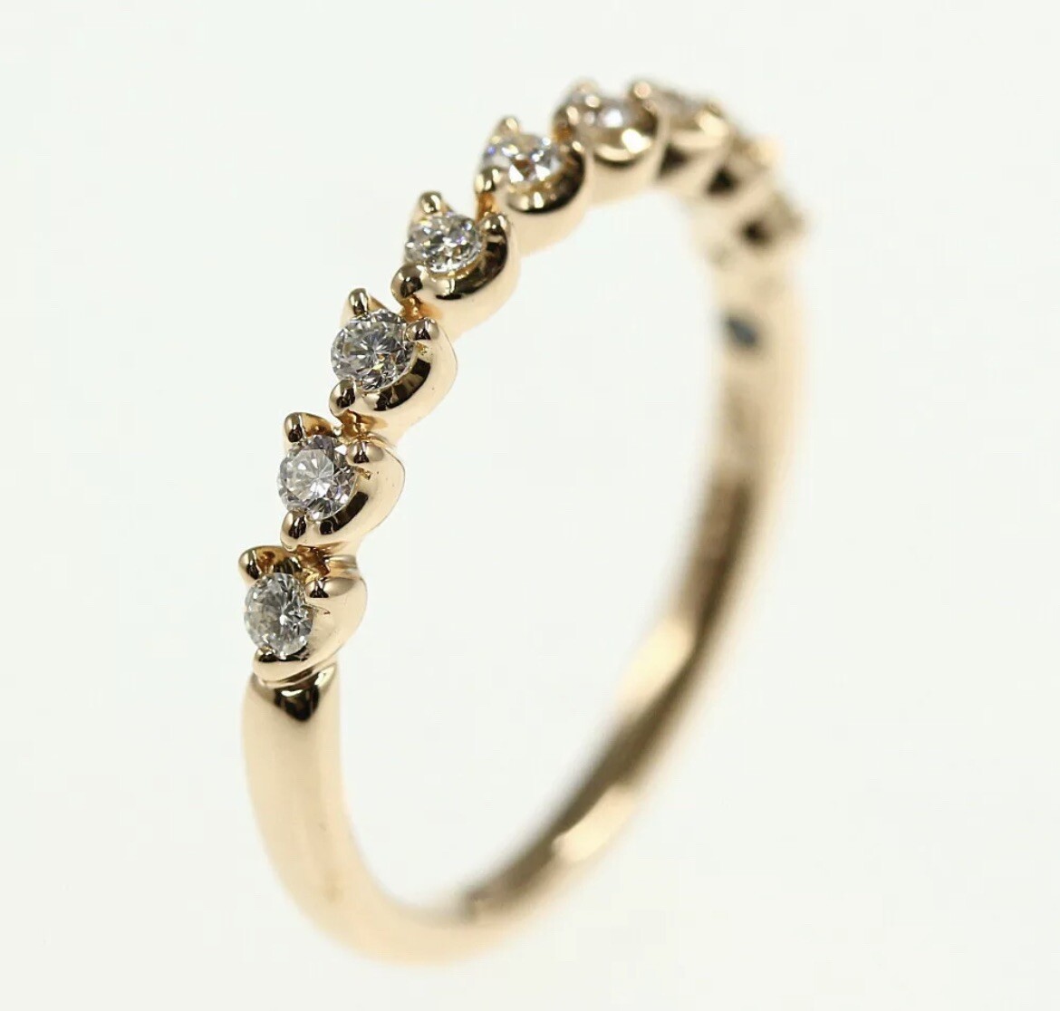 Demi-alliance Diamant éternité 0,5 Ct - Or Rose/blanc/jaune 18K, Taille 52, Neuf Avec étiquettes