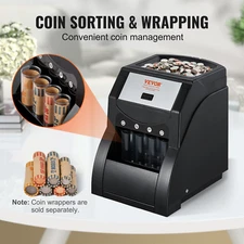 Automatic Coin Sorter Counter Machine Sorts 230/min w/ 200 Coin Hopper & Tubes