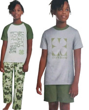 Boy's Youth Lucky Brand 4-Piece Pajama Set Shorts Pants Tee's, Size S-7/8