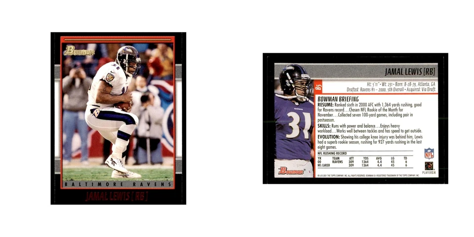 2001 Bowman Jamal Lewis Football Cards #85 - Image 3 of 3