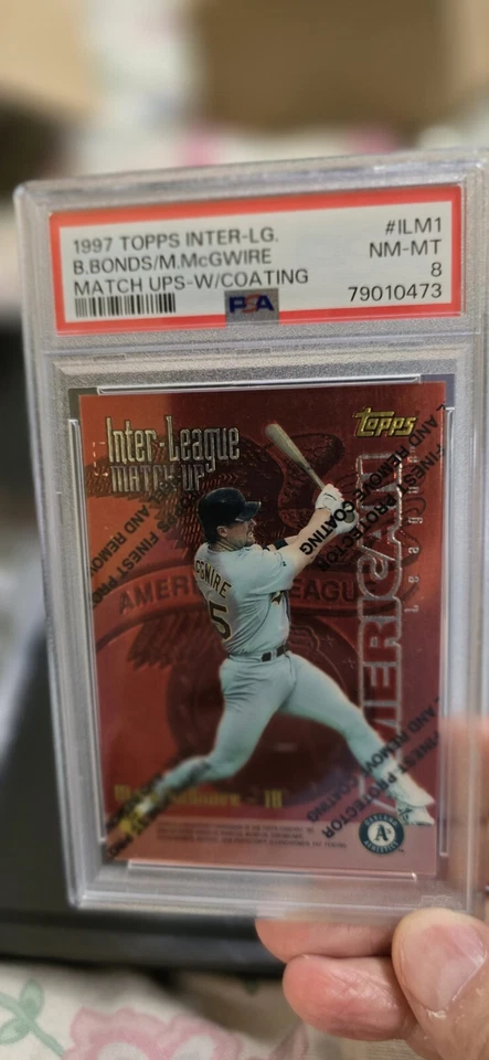 Topps Inter-League Match Ups 1997 ILM1 - B.Bonds/M.McGwire refractor PSA 8 🔥 🔥 Foto 4 de 4