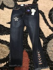 Jordache Girl Ankle Super Skinny Jeans Adj Waist Dark Wash Sz 14 Rainbow Laces