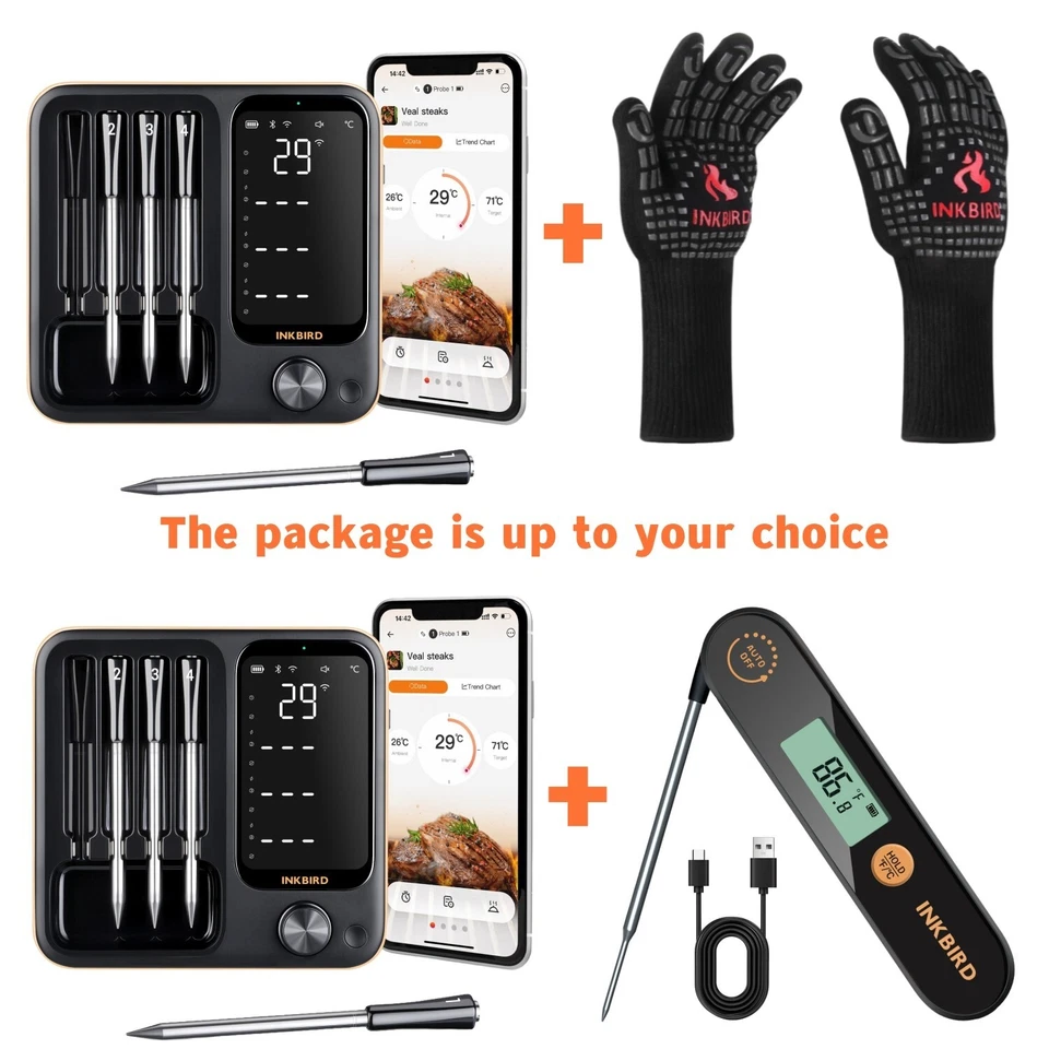 Inkbird Truly Wireless Cooking Meat Thermometer BBQ Gloves Grilling Smoking Oven - Image 2 of 4