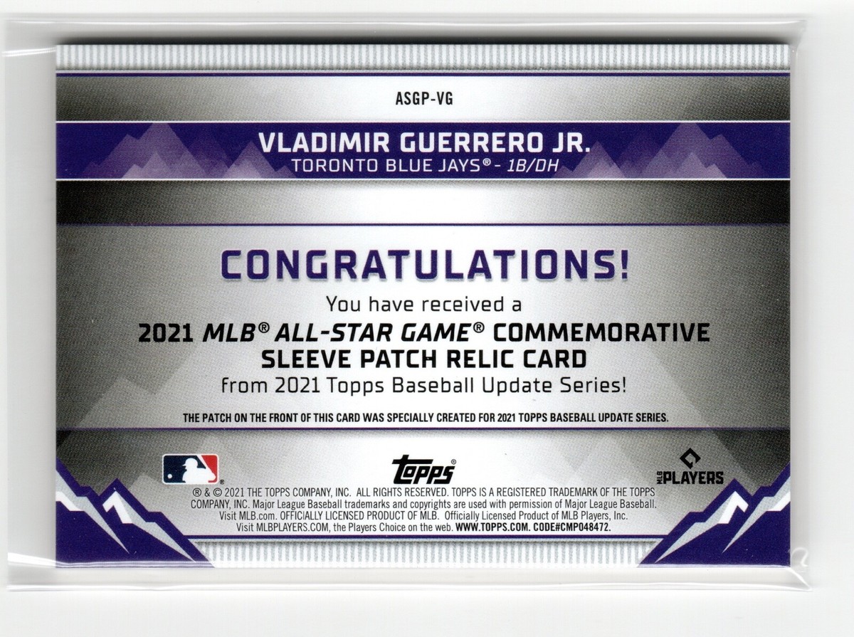 Vladimir Guerrero Jr 2021 Topps MLB All-Star Game Sleeve Patch MVP