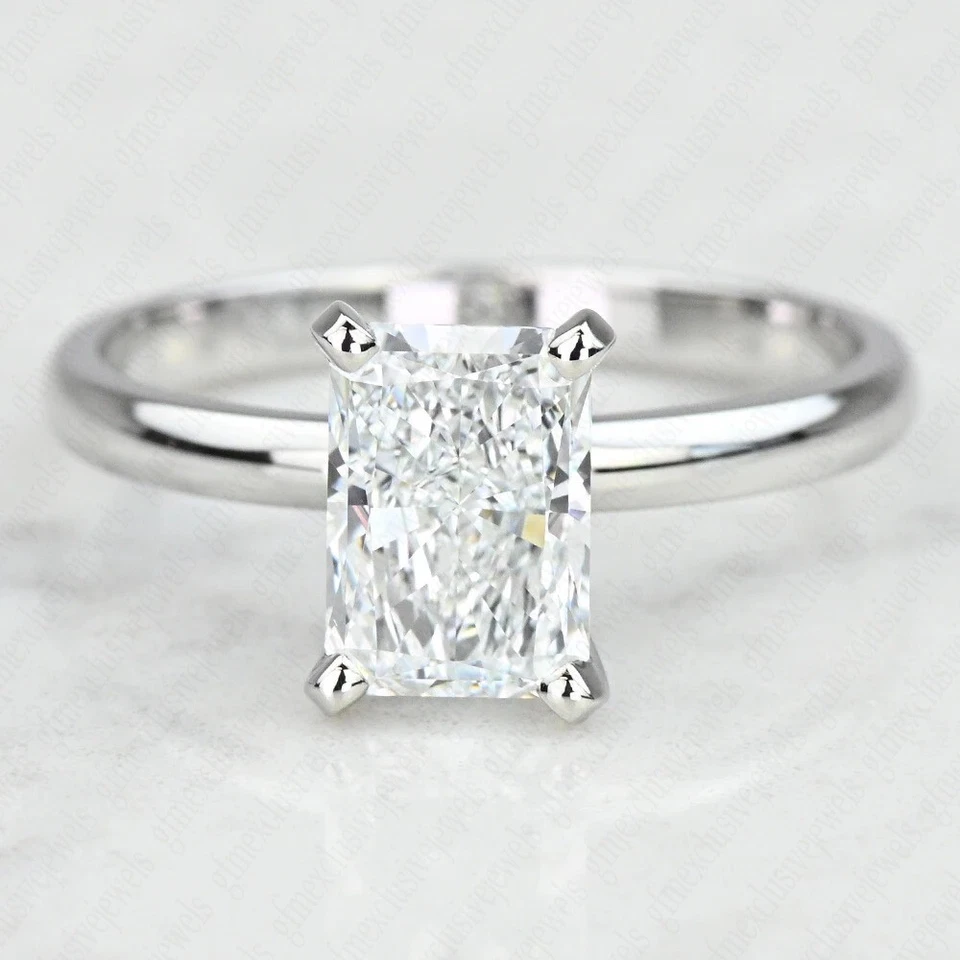 1.50Ct F VS1 Radiant Cut Lab Grown Diamond Engagement Ring Solid 14k White Gold - Image 2 of 4