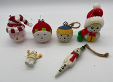 Lot of 6 Vintage Snowman Christmas Ornaments Assorted Sizes  Materials