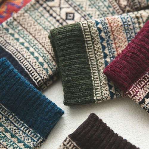 5 Pairs Soft Women Men Casual Thermal Socks Wool Socks Warm Socks Ethnic Style - Picture 4 of 10