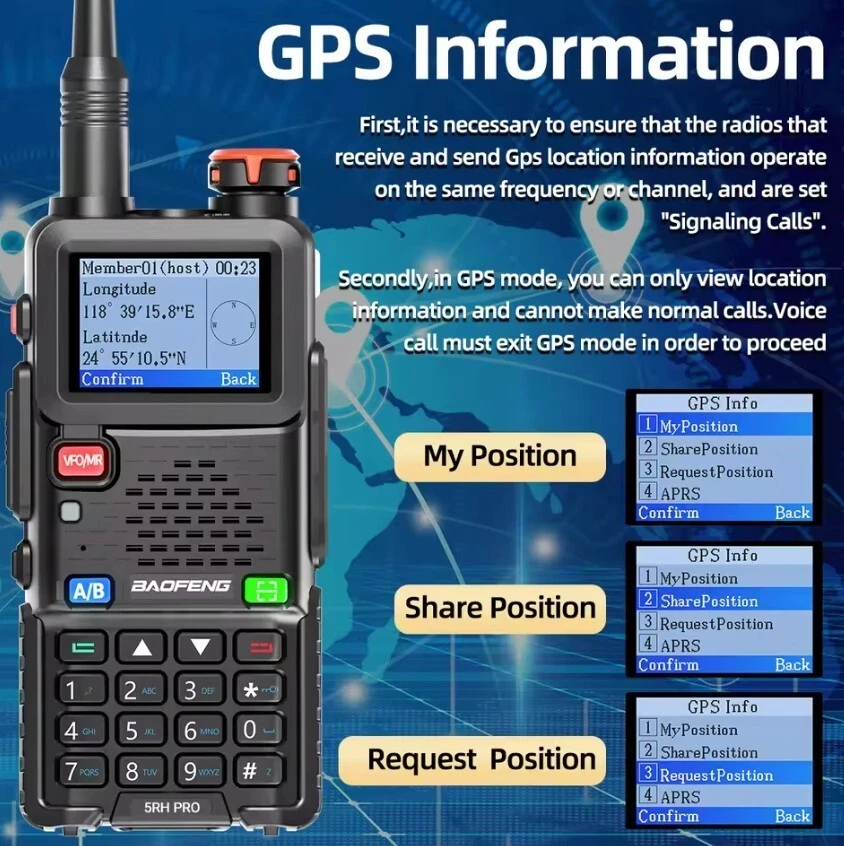 BAOFENG 5RH PRO WALKIE TALKIE RICETRASMITTENTE RADIO DUAL BAND VHF 136-174 MHz - Immagine 4 di 4