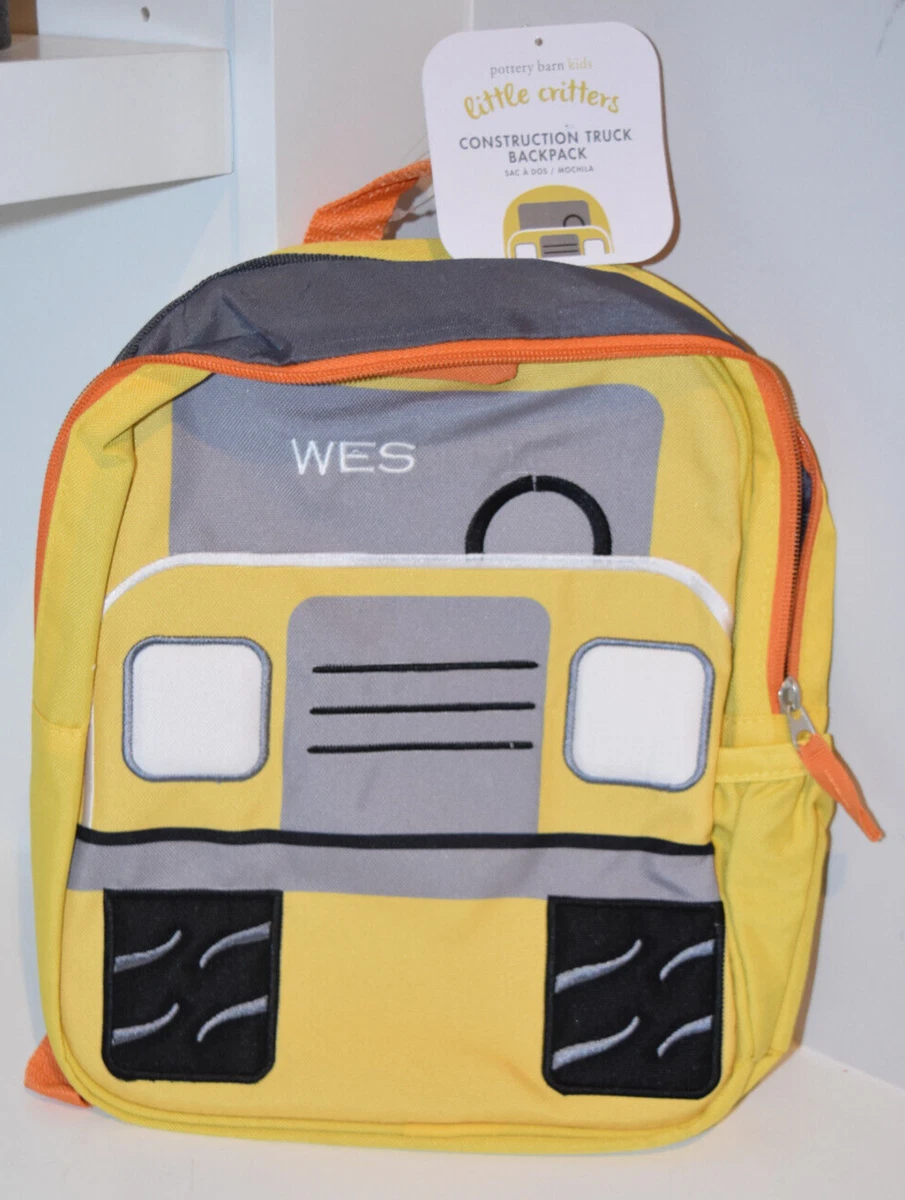 Pottery Barn Kids Little Critters Construction Truck Backpack WES Monogram NWT