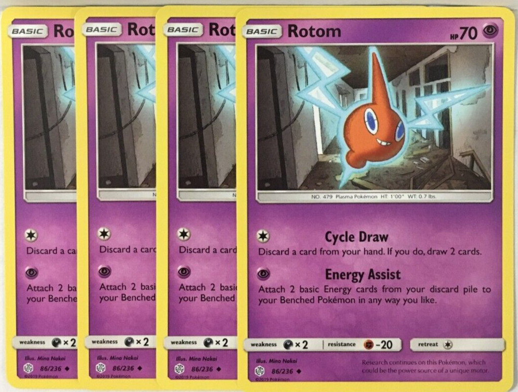 POKEMON 4X ROTOM 86/236 COSMIC ECLIPSE UNCOMMON NEAR MINT-PLAYSET