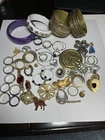 Vintage Jewelry Costume Ring Brooch Pin Earrings Lot JJ Signed Gold Silver Tone